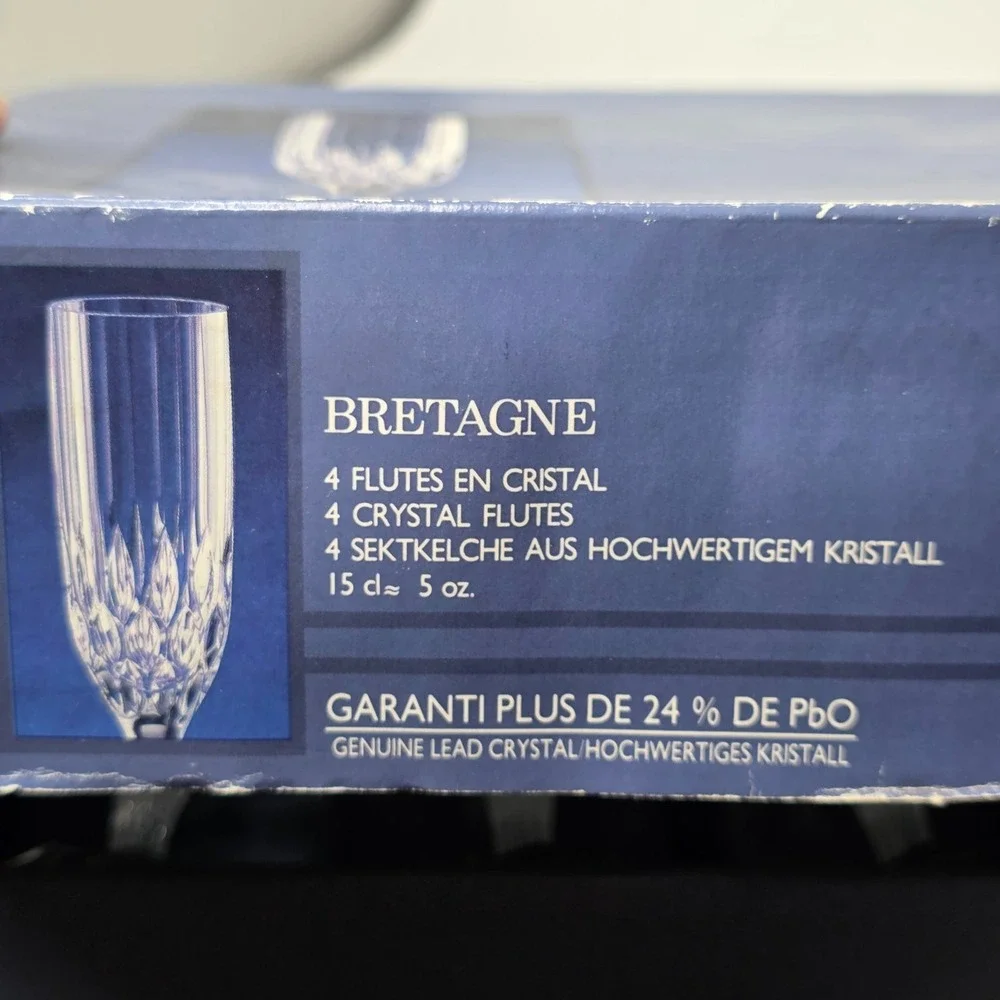Cristal d'Arques Bretagne Crystal Champagne Flutes 8 1/8